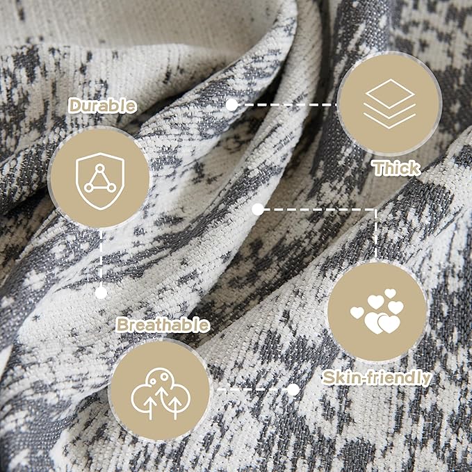 MEETSKY Oversized Couch Cover for Sectional Sofa Set Abstract Geometric Chenille Sofa Cover Washable for Pet Friendly, Couch Cover 3 Seat Couch Protector Multi-Use Blanket, 91"x150", Deep Grey