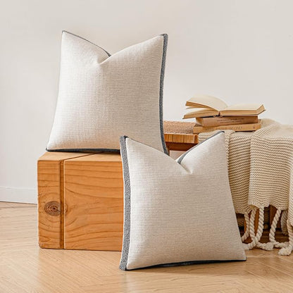 a moment Loop Yarn Linen-Like Pillow Cover Natural Soft Decorative Throw Pillow Case Farmhouse 20x20 Inch, Bohemian Textured Cushion Cover for Sofa Bed, Wrinkle-Resistant Home Decor Grey