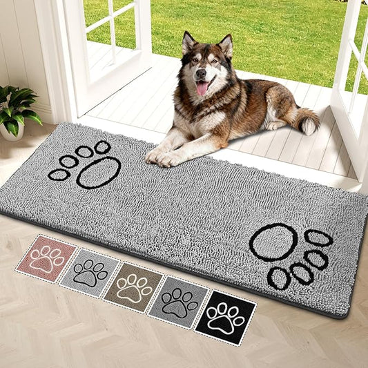 Bcoimo Super Absorbent Dog Door Mat, 60"*24" Anti Slip Mat for Muddy Paws, Pet Rugs for Dirty Paws Washable That Absorbs Moisture and Dirt, for Dog Cage and Pet Resting Carpet
