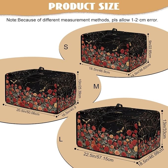 Red Rose Bat Cobweb Print Microwave Oven Dust Cover Polyester-Linen Fabric Dust Cover for Microwave Oven Universal Dust-Proof Kitchen Appliance Protector Fits Most Microwaves, M