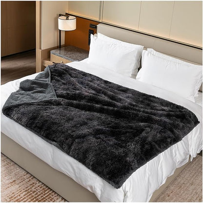 Waterproof Pets Blankets for Dogs Calming Cat Blanket for Bed Couch Sofa Cover Protector Washable Long Faux Fur Pet Throw Blanket for Puppy Reversible Furniture Protection Mats (Gray,M-57x40in)