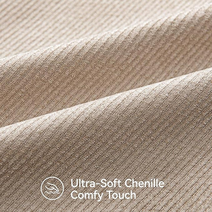 a moment Pack of 2 Decorative Chenille Throw Pillow Covers with Twill Cushion Covers for Sofa Living Room Couch Bed 22x22 Inch Beige