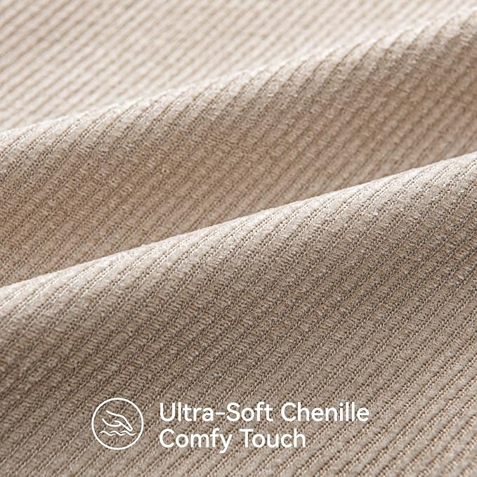a moment Pack of 2 Decorative Chenille Throw Pillow Covers with Twill Cushion Covers for Sofa Living Room Couch Bed 20x20 Inch Beige