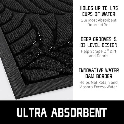 Yimobra 47x24 Large Door Mat Outdoor Indoor, All-Season Waterproof Door Mat Outside Entrance, All-Weather Non-Slip Outside Doormat for Garage Patio Entryway, Black