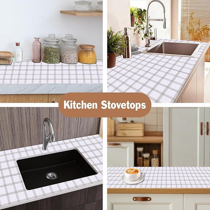 Drawer and Shelf Liner for Kitchen Cabinet: 12 in X 30 Ft Non Slip Waterproof Shelf Paper Non Adhesive Refrigerator Liners White Square Easy Liners for Bathroom Cupboard with Knife Tape Measure