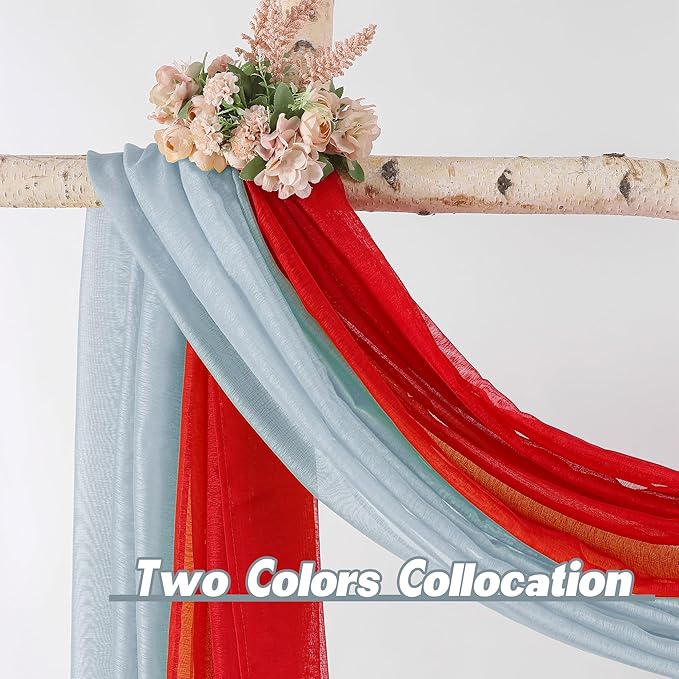 DONREN Sheer Scarf Curtain for Bedroom - Window Topper Valance Voile Panel Classic for Sons/Boys/Seniors Room (W34 x L144, 1 Pack, Dusty Blue)