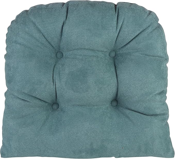 Klear Vu Gripper Overstuffed Universal Non-Slip Dining Chair Cushions for Kitchen Decor or Office Use, U-Shaped Skid-Proof Seat Pad, 17x17 Inches, 2 Count (Pack of 1), Linear Marine Blue
