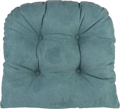 Klear Vu Gripper Overstuffed Universal Non-Slip Dining Chair Cushions for Kitchen Decor or Office Use, U-Shaped Skid-Proof Seat Pad, 17x17 Inches, 2 Count (Pack of 1), Linear Marine Blue