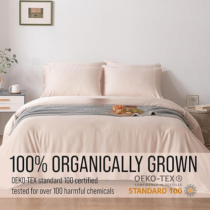 Bella Coterie 6 Piece Luxury Bamboo Viscose California King Size Sheet Set | 100% Organically Grown | Cooling for Hot Sleepers | 18" Deep Pocket | Soft & Hypoallergenic | 4 Pillowcases [Champagne]
