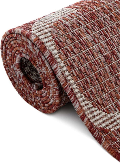 Unique Loom Outdoor Trellis Collection Area Rug - Trellis (Square 10' 8" x 10' 8", Rust Red/ Ivory)