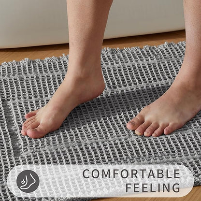 Bath Mats for Bathroom Non Slip,Waffle Luxury Bath Mat,Machine Washable Bath Mat for Shower,Ultra Soft Bathmat,Gray,19"*48"
