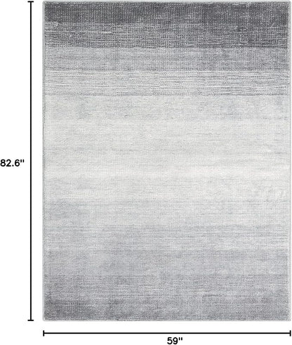 Wonnitar Modern Ombre 5x7 Grey Rugs for Living Room, Washable Large Bedroom Area Rug, Non-Slip Stain Resistant Dining Table Throw Mat, Abstract Carpet for Entry Basement Dorm (Grey, 5'x7')