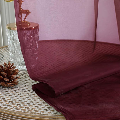 OVZME Burgundy Bedroom Curtains 2 Panel Sets 90 Inch Length, 59 Inch Extra Wide Light Filtering Light Weight Soft Window Treatment Panels for Study Room Living Room Guest Room, 59Wx90L Inches