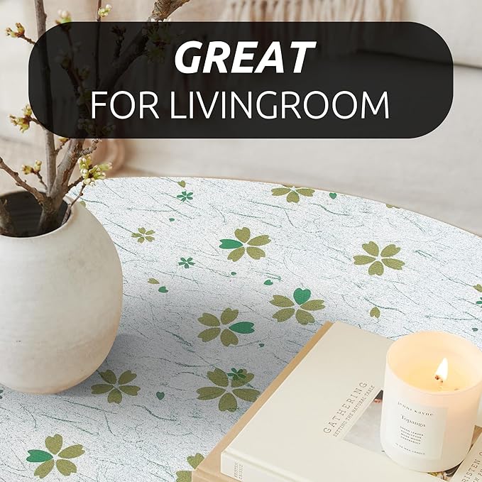 RAY STAR 18X96 Inch Shelf Liner for Kitchen Cabinets, Non-Adhesive Cabinet Liner Washable, PVC Drawer Liner for Dresser Non-Slip Bathroom (Green-Floral)(1 Roll)