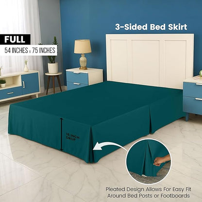 Utopia Bedding Full Bed Skirt - Soft Quadruple Pleated Ruffle - Easy Fit with 16 Inch Tailored Drop - Hotel Quality, Shrinkage and Fade Resistant (Full, Teal)