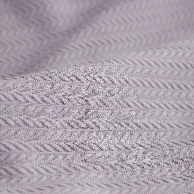 Set of 2 Cozy Striped Herringbone Flange Throw Pillow Covers, Aesthetic Embossed Pattern Pillow Covers for Couch and Bed - 20"x20", Languid Lavender