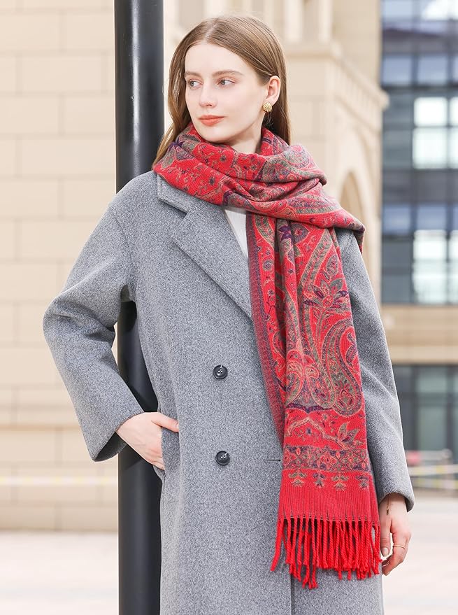 Wander Agio Warm Fashion Scarf Long Shawl Large Blanket Winter Wraps Scarves for Women Cashmere Jacquard Vintage Paisley