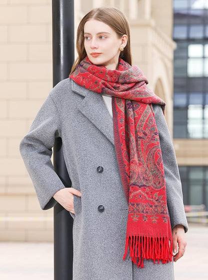 Wander Agio Warm Fashion Scarf Long Shawl Large Blanket Winter Wraps Scarves for Women Cashmere Jacquard Vintage Paisley