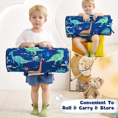 DJY Toddler Nap Mat,Kid Slumber Bag with Removable Pillow & Minky Blanket,Soft Sleeping Mat Perfect for Daycare,Preschool,Kindergarten,Travel