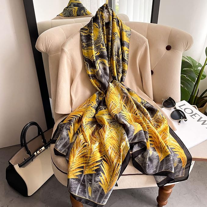 Fashion Scarves Scarf 100% Silk Feeling Scarf Silk Like Scarves Long Lightweight Sunscreen Shawls for Women