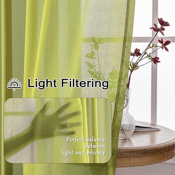 MAIHER Sage Pleated Sheer Curtains 102 Inches Long for Patio Door Light Filtering Pinch Pleat Drapes with Hooks Summer 102 Inch Curtains for Living Room, Sage Green, 42" W x 102" L, 2 Panels