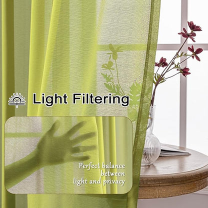 MAIHER 132 Inch Pinch Pleat Sheer Curtains 11ft Length Floor to Ceiling Light Filtering Sage Green Pleated Drapes with Adjustable Hooks for Living Room, Sage Green, 42" W x 132" L, 2 Panels