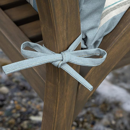 Arden Outdoor Dining Chair Cushion, 20 x 20, Rain-Proof, Fade Resistant, French Blue Linen Stripe