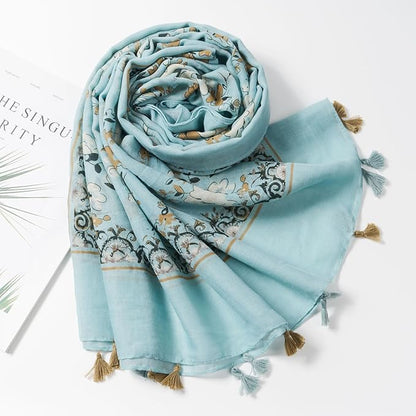 Scarf for Women Lightweight Soft Floral Leopard Printed Scarves Fall Winter Fashion Shawl Wrap with Fringe