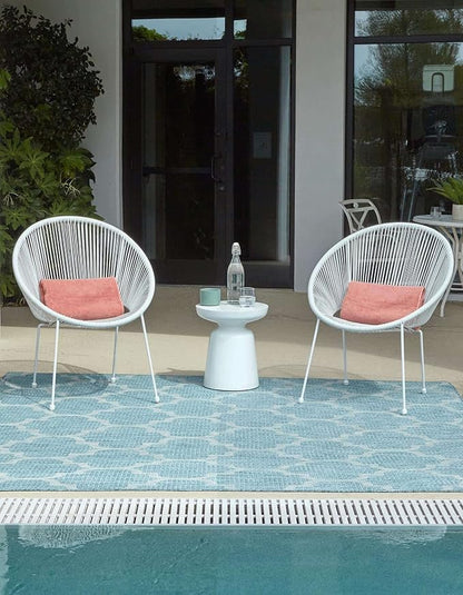 Unique Loom Outdoor Trellis Collection Area Rug - Trellis (Square 10' 8" x 10' 8", Aquamarine/ Gray)