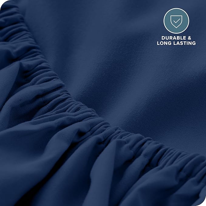 Bare Home Fitted Bottom Sheet Split Head Flex King Size - Premium 1800 Microfiber - Ultra-Soft Hotel Luxury - Deep Pocket - Durable and Long Lasting (Split Head Flex King, Dark Blue)