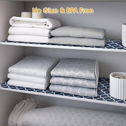 Shelf and Drawer Liner for Kitchen Cabinets Non-Adhesive, Strong Grip Non-Slip Thickened Cabinet Liners for Shelves, Waterproof Mats for Dresser Cupboard, Blue, 12 in x 20 Feet