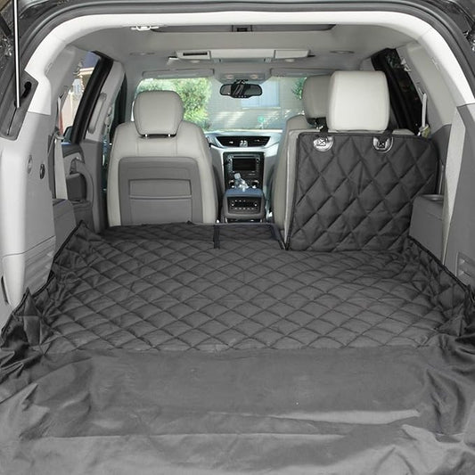 4Knines Split Cargo Liner for SUV – for Dogs & Pets, Heavy-Duty, Waterproof Trunk Mat & Cargo Cover – Fits 60/40 Split Bench & Armrest Pass-Through – Machine Washable, Non-Slip (Extra Large, Black)