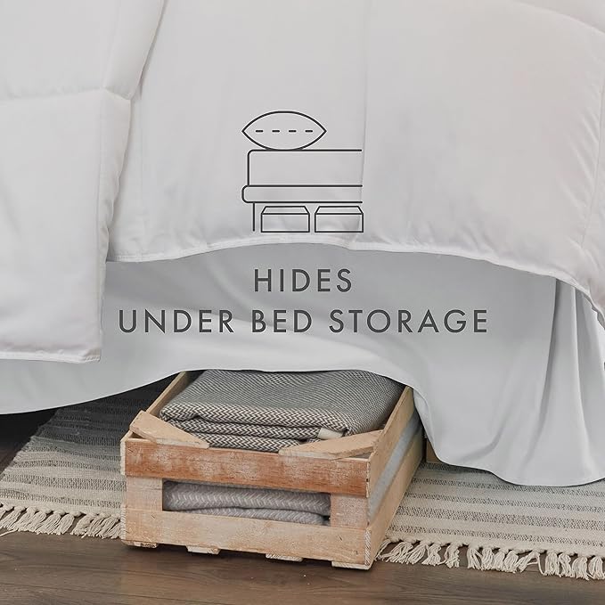 Linen Market Bed Skirt - Ultra Soft Microfiber - Easy Fit with 14 Inch Tailored Drop - Hotel Quality, Shrinkage & Fade Resistant - Bed Cover - Full Size Bed Skirts - Bedroom Décor - (Full, White)