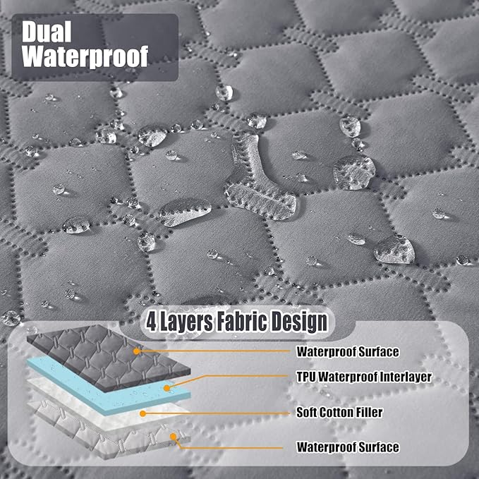 Smiry Waterproof Dog Bed Cover Blanket, Soft Reversible Pet Blanket, Washable Leakproof Cats Dogs Couch Cover for Sofa, Couch, Furniture, Plaid (82x120 Inch, Grey/Light Grey)
