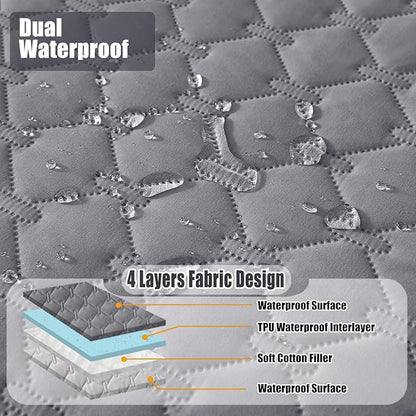 Smiry Waterproof Dog Bed Cover Blanket, Soft Reversible Pet Blanket, Washable Leakproof Cats Dogs Couch Cover for Sofa, Couch, Furniture, Plaid (52x82 Inch, Grey/Light Grey)
