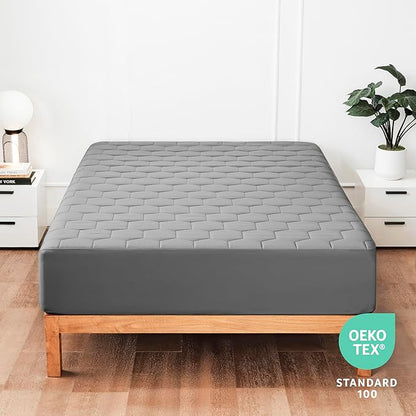 Hearth & Harbor 12 Pack King Size Quilted Fitted Mattress Pad Cover, 100% Waterproof Mattress Protectors, Deep Pocket Fitted Mattress Cover 8" - 21" (78" x 80", Gray)