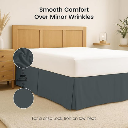 Utopia Bedding Full Bed Skirt - Soft Quadruple Pleated Ruffle - Easy Fit with 16 Inch Tailored Drop - Hotel Quality, Shrinkage and Fade Resistant (Full, Grey)