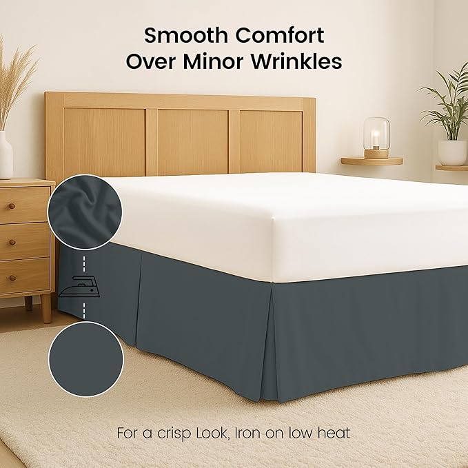 Utopia Bedding Twin Bed Skirt - Soft Quadruple Pleated Ruffle - Easy Fit with 15 Inch Tailored Drop - Hotel Quality, Shrinkage and Fade Resistant (Twin, Grey)