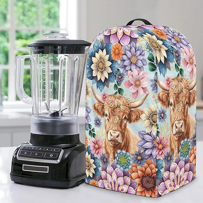 Kitchen Countertop Blender Cover Appliance Dust Protection Anti Fingerprint Easy to Clean Standard Countertop Blender Appliance Dust Cover Boho Floral Highland Cow