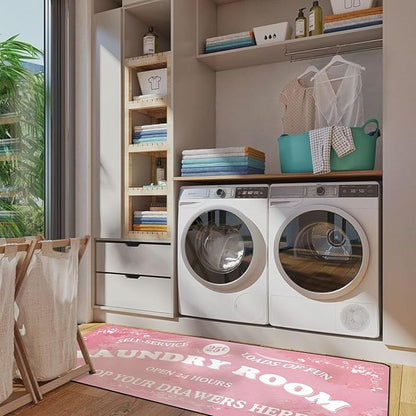 Zoke Laundry Room Rug Runner Stylish Non-Slip Laundry Room Mat 20"x47", Versatile, Waterproof Runner for Laundry, Kitchen, and Bathroom, Mudroom Decor and Farmhouse Charm