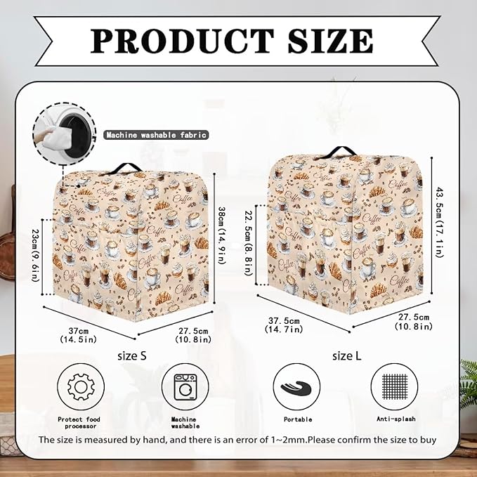 Coffee Pattern Mixer Covers Universal Stand Mixer Dust Cover Compatible with 6-8 Qt Kitchen Aid Mixer Small Appliance Protector