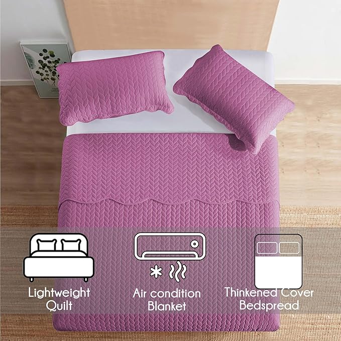 IR Imperial Rooms 8 Pack Quilt King Size Bedding (106" x 96") - Bulk Wholesale for Hotels, Guest Bedroom & Airbnbs - Lightweight Microfiber Reversible Embossed Quilts Bedspread (Purple)