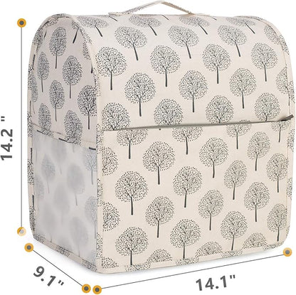 Yarwo Dust Cover for 4.5 qt and All 5 qt Stand Mixer, Protective Stand Mixer Cover with Top Handle and Pockets for Extra Accessories, Tree