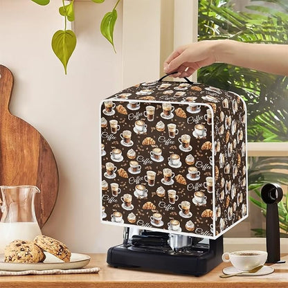 Coffee Maker Covers With Top Handle Folding Coffee Machine Dust Covers For Blender Mixer Juice Machine Keep Office Home Kitchen Clean Afternoon Tea Print