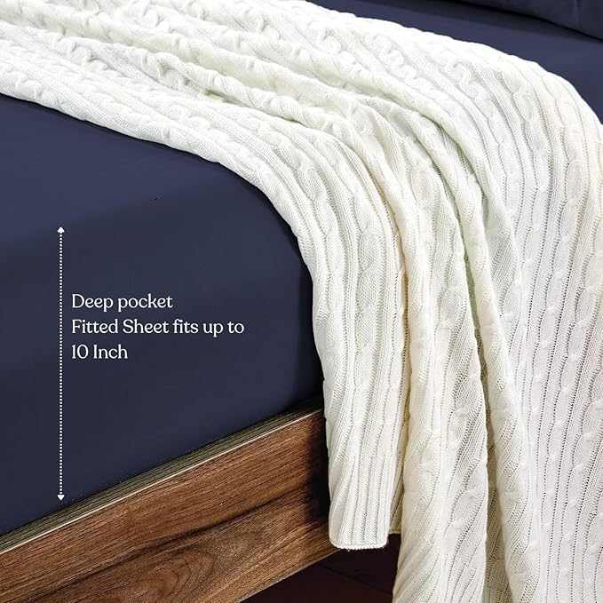 Lukeville's Cot Sheet 25" x 75", Daycare for Cot Size Mattress Sheets Pack of 2 Fitted Narrow Twin/Camp Bunk/Rvs Bunk/Trifold Mattress, Soft and PolyBlend Microfiber Cover for Toddler, Navy Blue