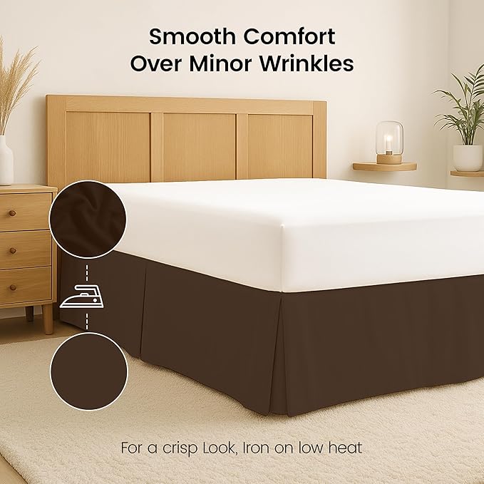 Utopia Bedding King Bed Skirt - Soft Quadruple Pleated Ruffle - Easy Fit with 16 Inch Tailored Drop - Hotel Quality, Shrinkage and Fade Resistant (King, Brown)