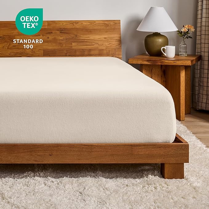 Bare Home Flannel Fitted Bottom Sheet 100% Cotton, Velvety Soft Heavyweight - Double Brushed Flannel - Deep Pocket (Full, Sand)
