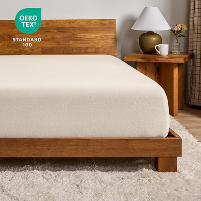Bare Home Flannel Fitted Bottom Sheet 100% Cotton, Velvety Soft Heavyweight - Double Brushed Flannel - Deep Pocket (Full, Sand)