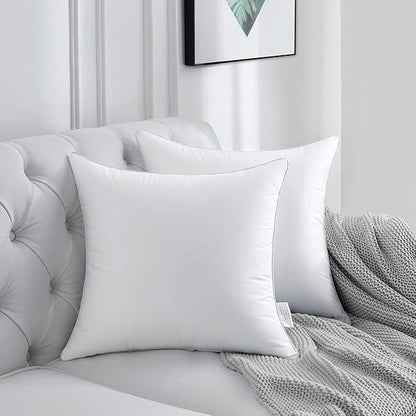FAVRIQ 24 x 24 Pillow Inserts - 24 Inch Decorative Square Sofa Throw Pillow with 100% Cotton Cover - White Pack of 2