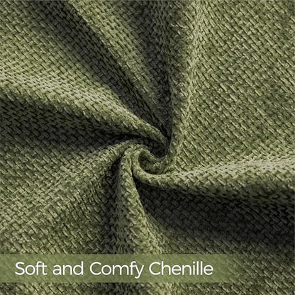 a moment Olive Green Chenille Throw Pillow Covers 20x20 Inch Pack of 2 Modern Decorative Throw Pillow Covers Farmhouse Cross Covers Home Decor for Sofa Bedroom Living Room